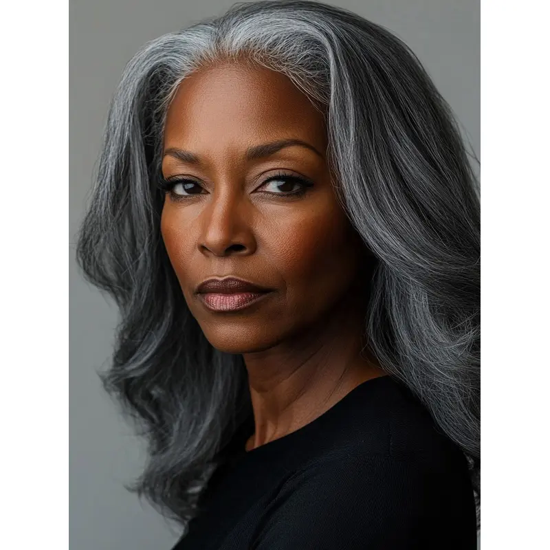 African American Wigs For Seniors Remy Human Hair 16" Layered Wigs