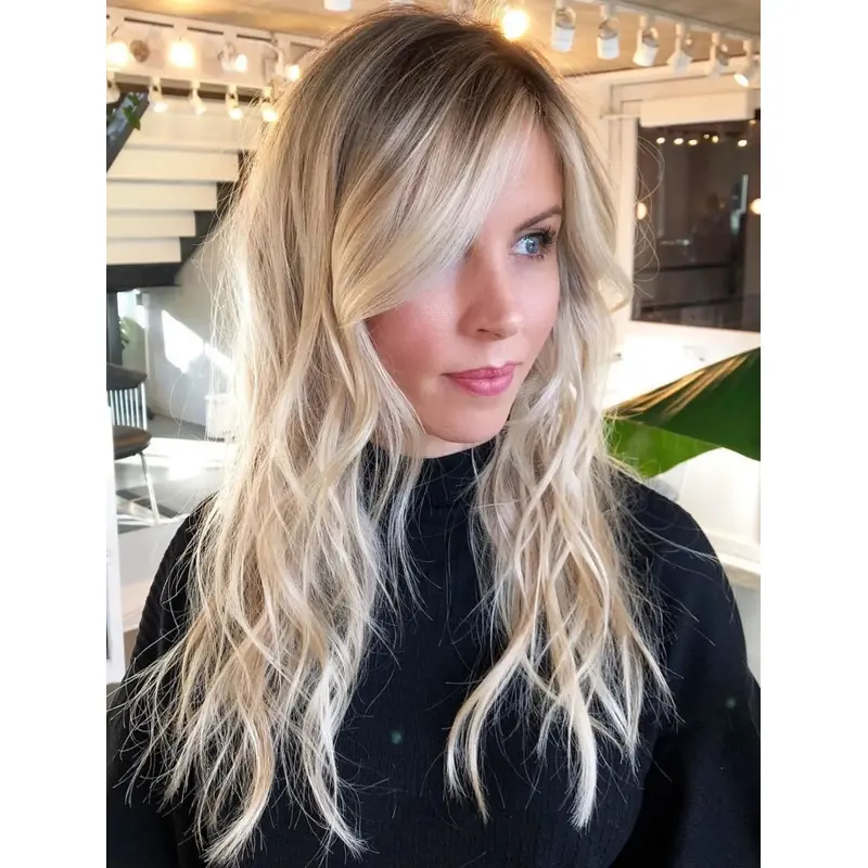 Long Blonde Wigs Wavy Synthetic Without Bangs Lace Wig Long Shag Wigs