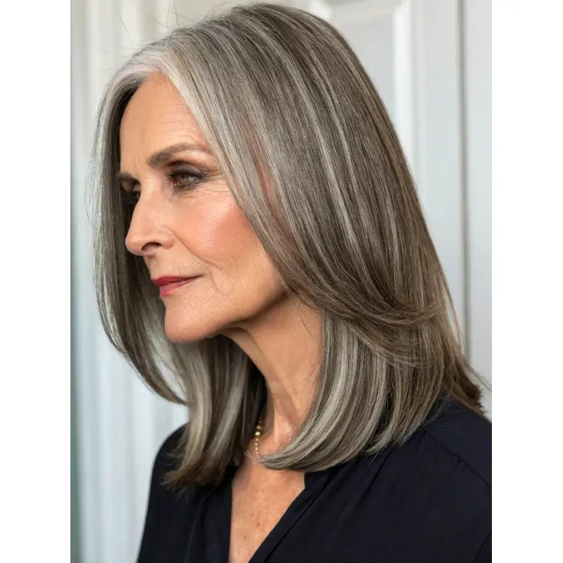 Medium Gray Wig Layered Monofilament Synthetic Wigs