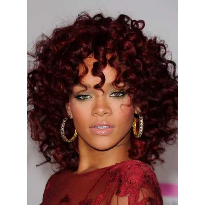 Natural Lace Front Curly Shoulder Length Rihanna Wigs