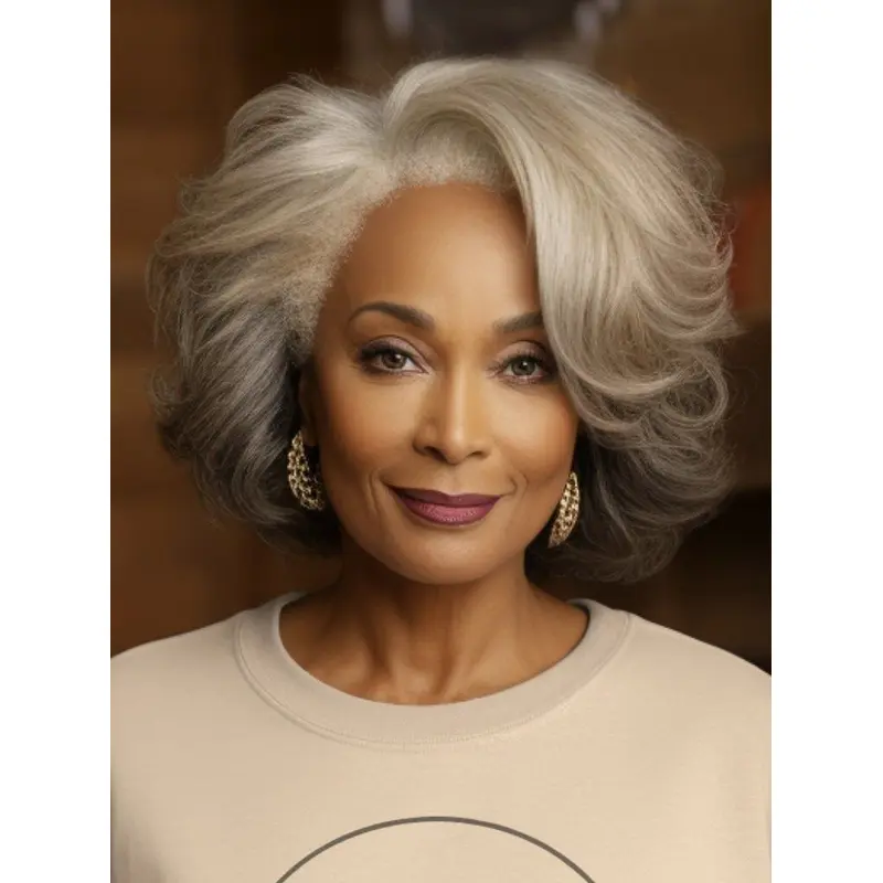 Salt And Pepper African American Wigs 10" Bobs Wavy Wigs