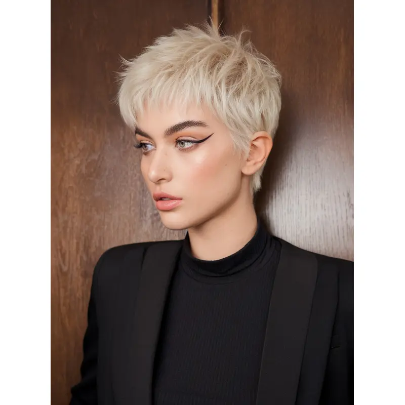 Short Wigs For White Women 6" Boycuts Monofilament Platinum Blonde Straight Wigs