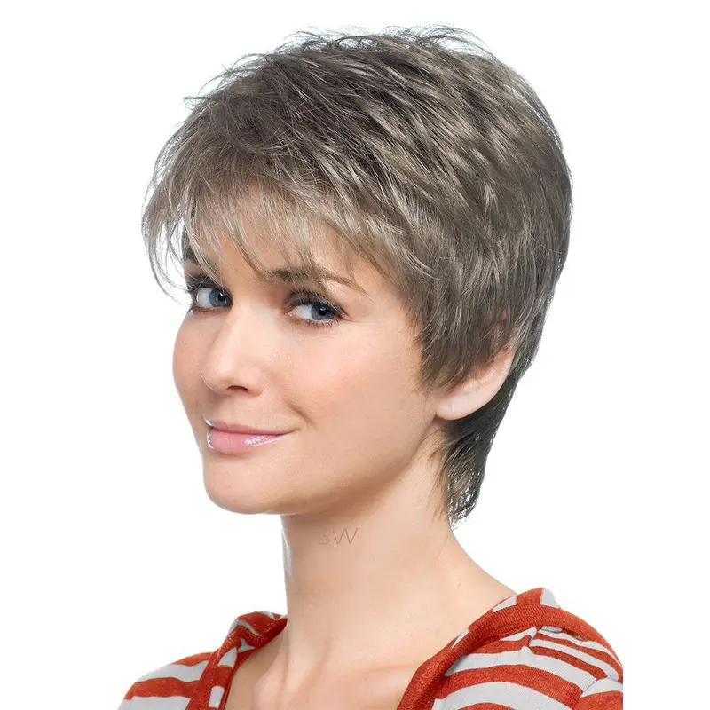 Style Lace Front Short Synthetic Grey Wigs