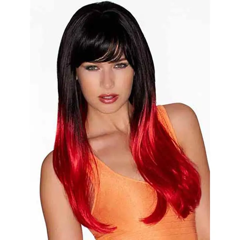22" Straight Ombre/2 tone With Bangs Long Wigs