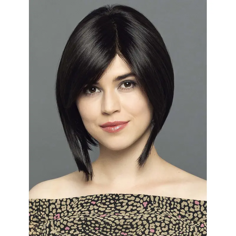 Chin Length Straight 100% Hand-tied Synthetic 12" Ladies Bob Wigs