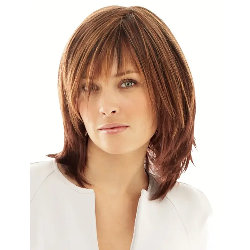 Comfortable Monofilament Shoulder Length Synthetic Wigs
