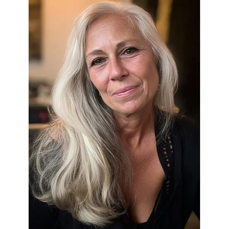 Grey Hair Wigs Remy Human Hair Monofilament 20" Wavy Wigs