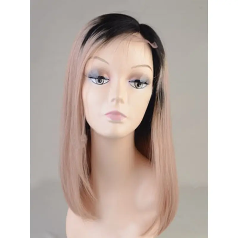 Ombre Color Customized Lob Full Blunt Ends Human Hair Full Lace Wig