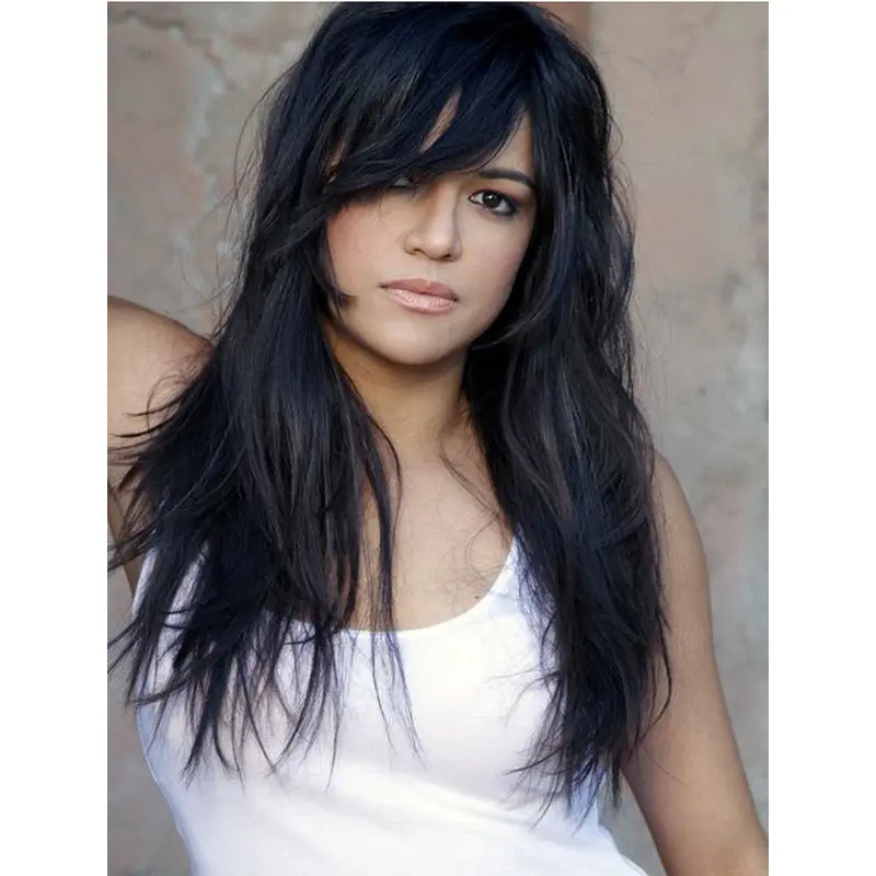 Straight 20" Black Glueless Lace Wigs