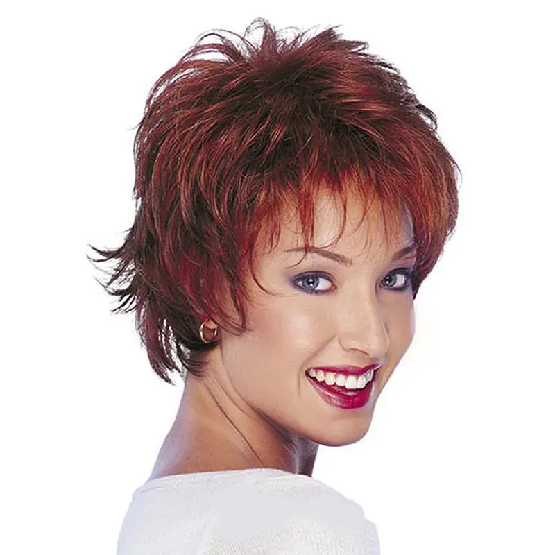 Stylish Red Wavy Short Human Hair Wigs