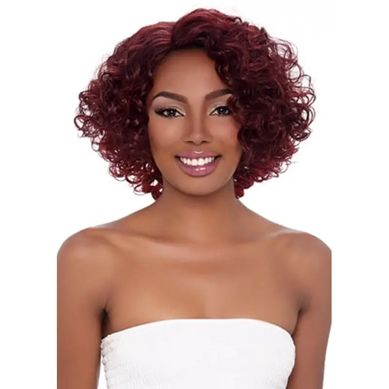 Traditiona Red Curly Chin Length African American Wigs