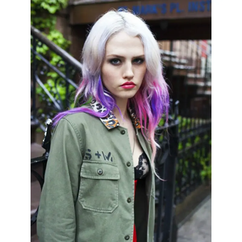 22 Inches Wavy Blonde to Purple Human Hair Ombre Wigs