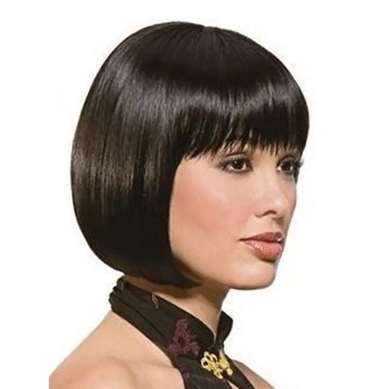 Fashion Black Straight Chin Length Synthetic Wigs