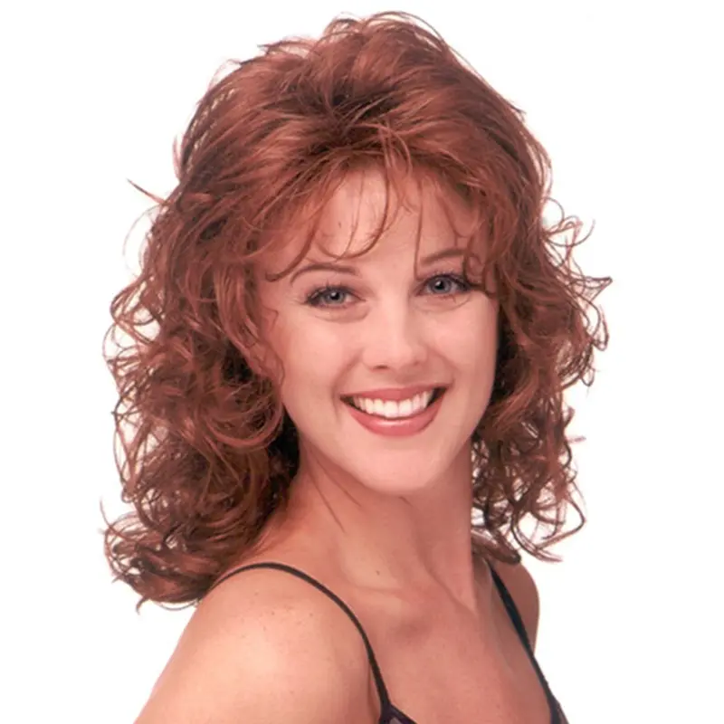 Good Red Curly Shoulder Length Classic Wigs
