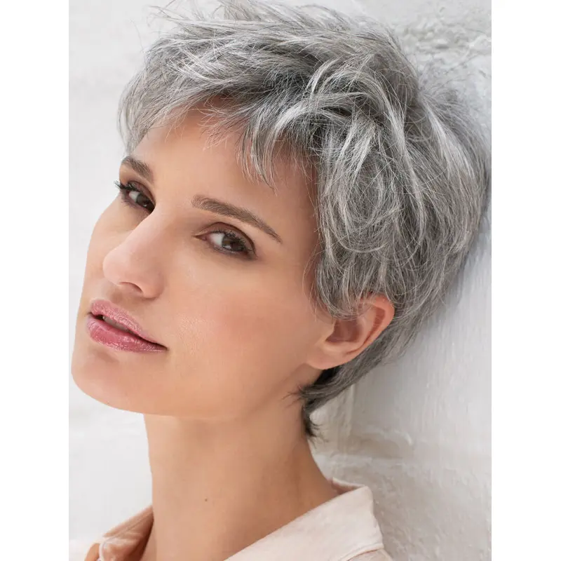 Lace Wigs For Women 6" Grey Salt And Pepper Straight Wigs