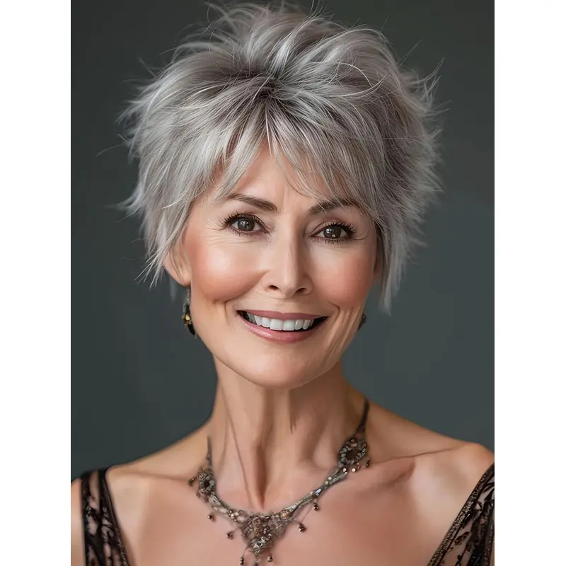 Lace Wigs Grey Straight 6" Monofilament Short Wigs