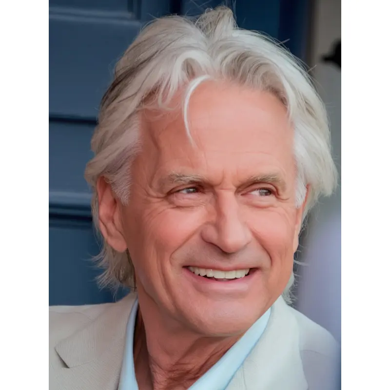 Mens Grey Hair Wig Wavy Monofilament Synthetic Layered Wigs