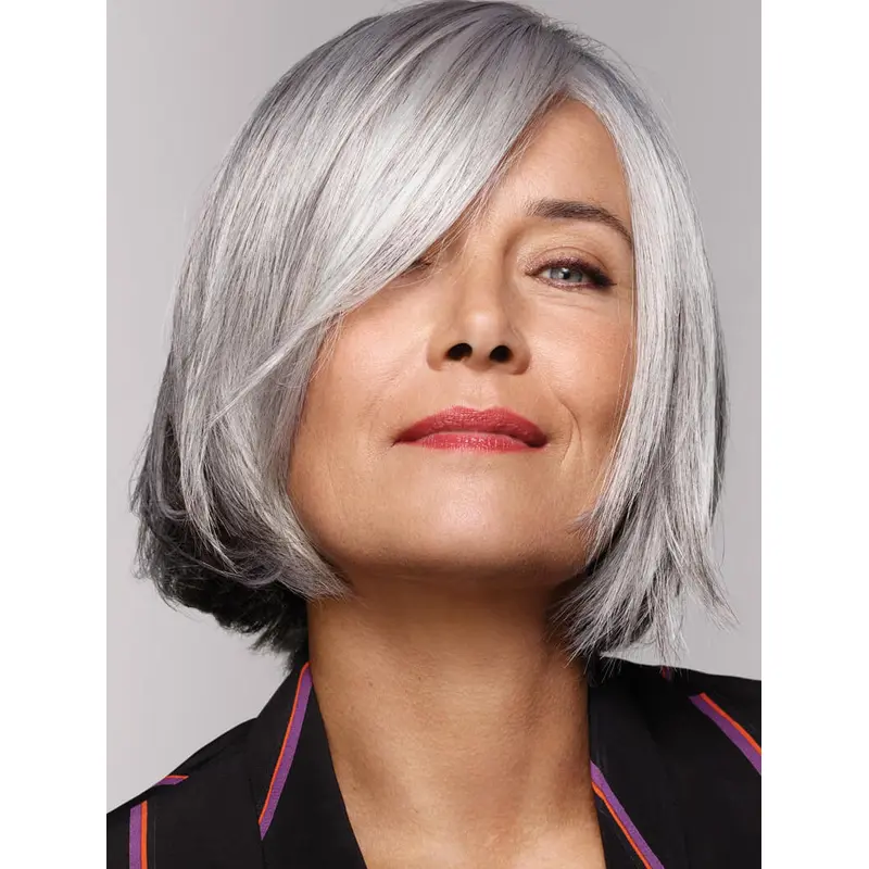 Party Wigs 10" Grey Salt And Pepper Straight Wigs