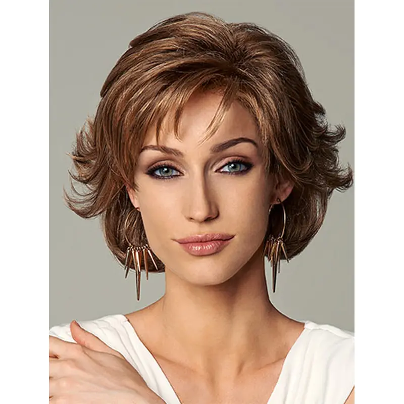 Perfect Auburn Wavy Chin Length Glueless Lace Front Wigs