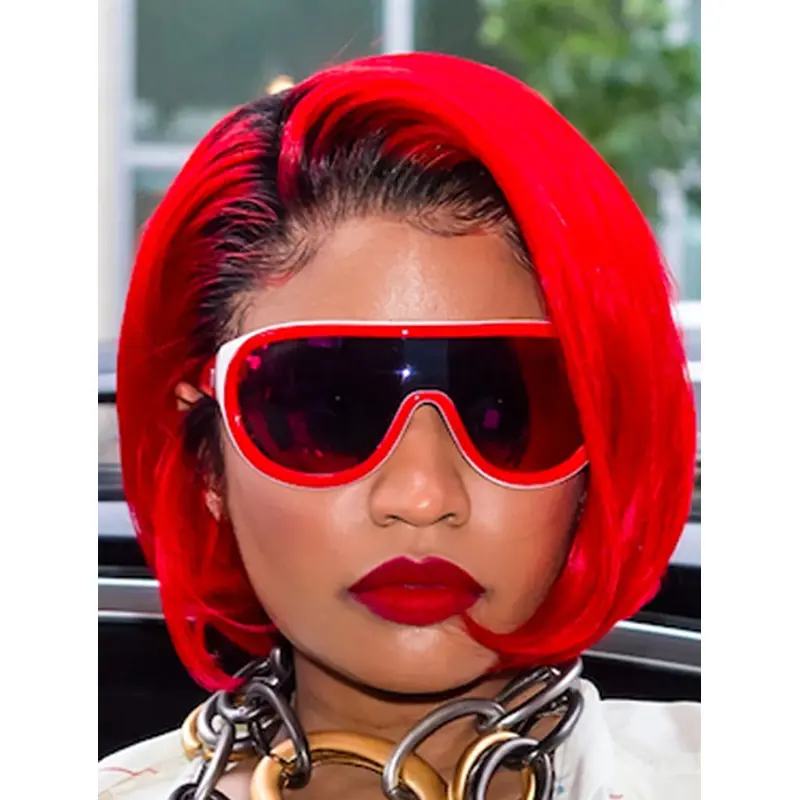 Red 10" Straight Bobs Chin Length Nicki Minaj Wigs