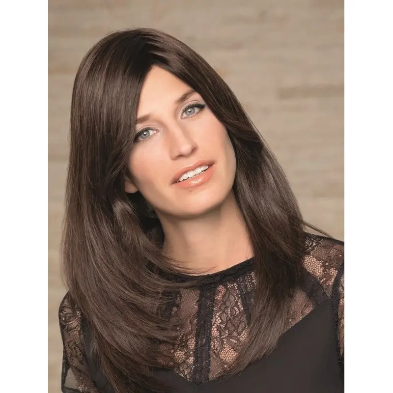 Straight Brown Long Remy Human Hair Love Monofilament Wigs