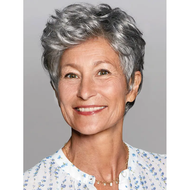 Wigs For Women Salt And Pepper Cropped Wavy Grey Wigs