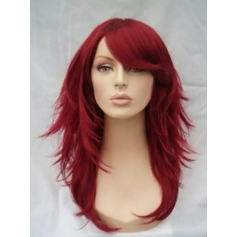 18 Inches Shoulder Length Capless Red Human Wigs