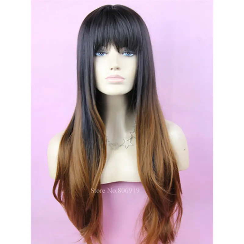 24 Inch long Wavy Style Lace Front 100% Remy Hair Ombre Wigs