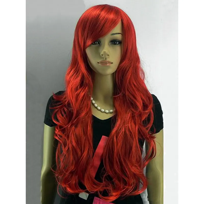 24 Inches Long Wavy Capless Synthetic Red Wigs