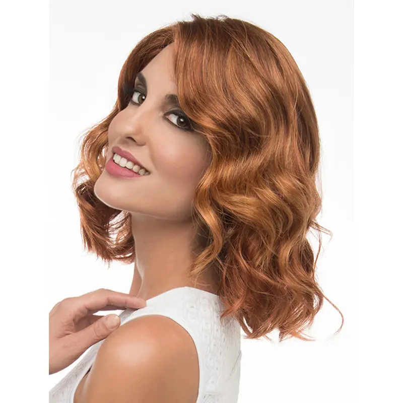 Fabulous Shoulder Length Wavy Red Nice Layered Wigs