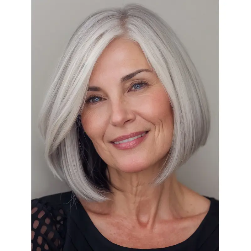 Grey Hair Wigs For Sale Straight 10" Synthetic Lace Front Wigs