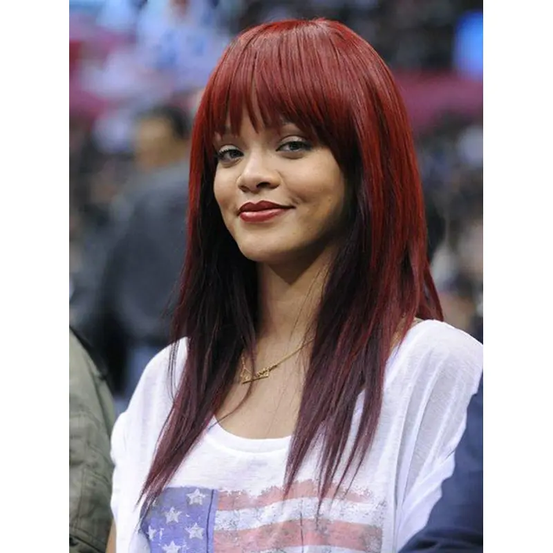 New Red Straight Long Rihanna Wigs