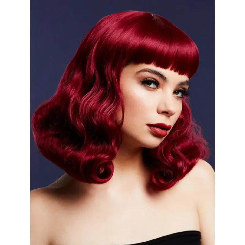 14" With Bangs Wavy Capless Red Ladies Medium Wigs