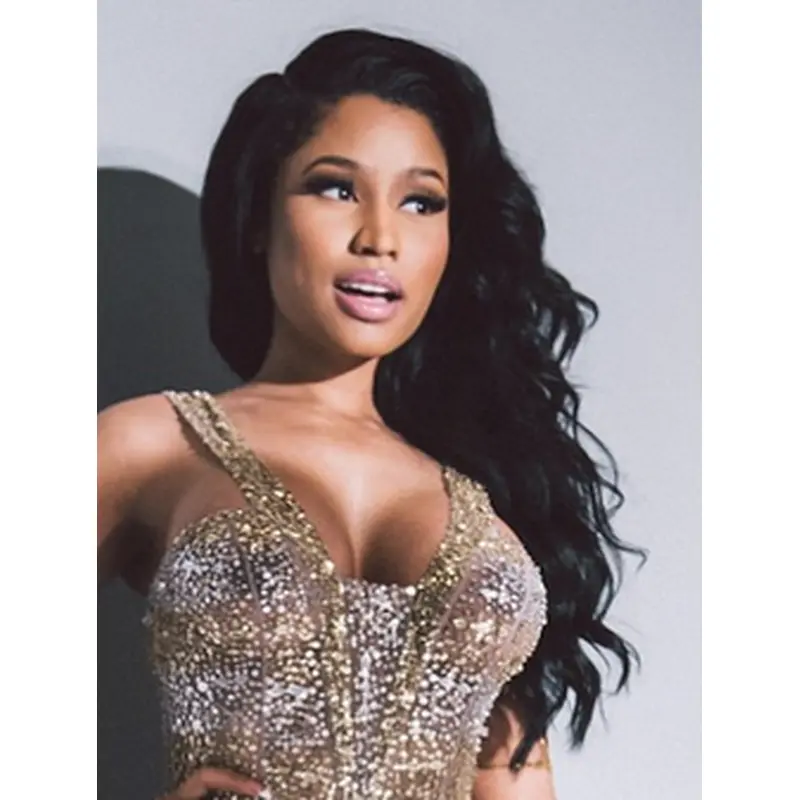 18" Wavy Black Without Bangs Nicki Minaj Wigs