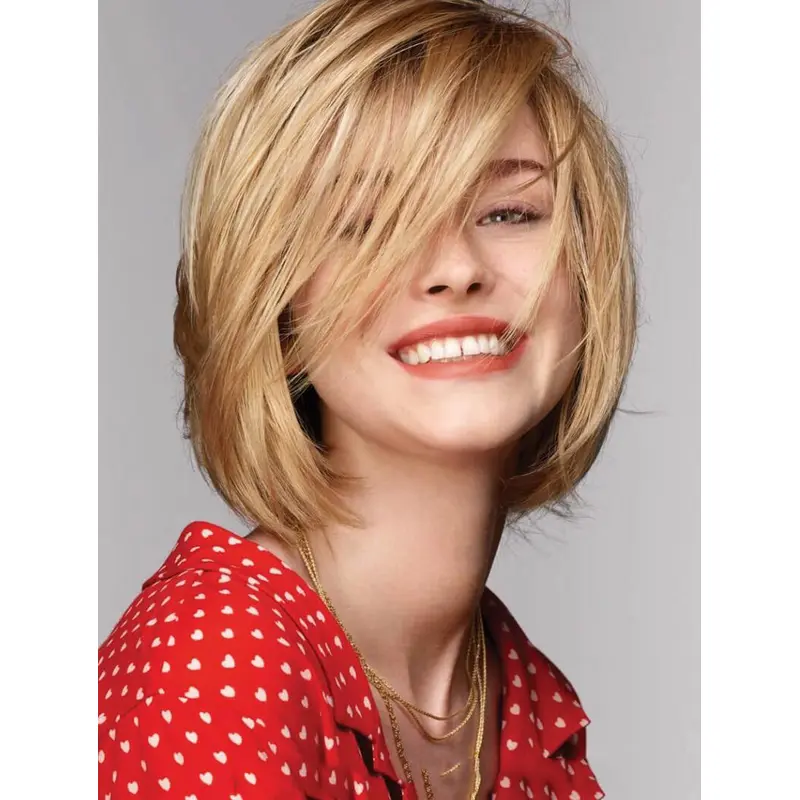 Chin Length Monofilament Blonde Straight Bobs Synthetic Wigs Online