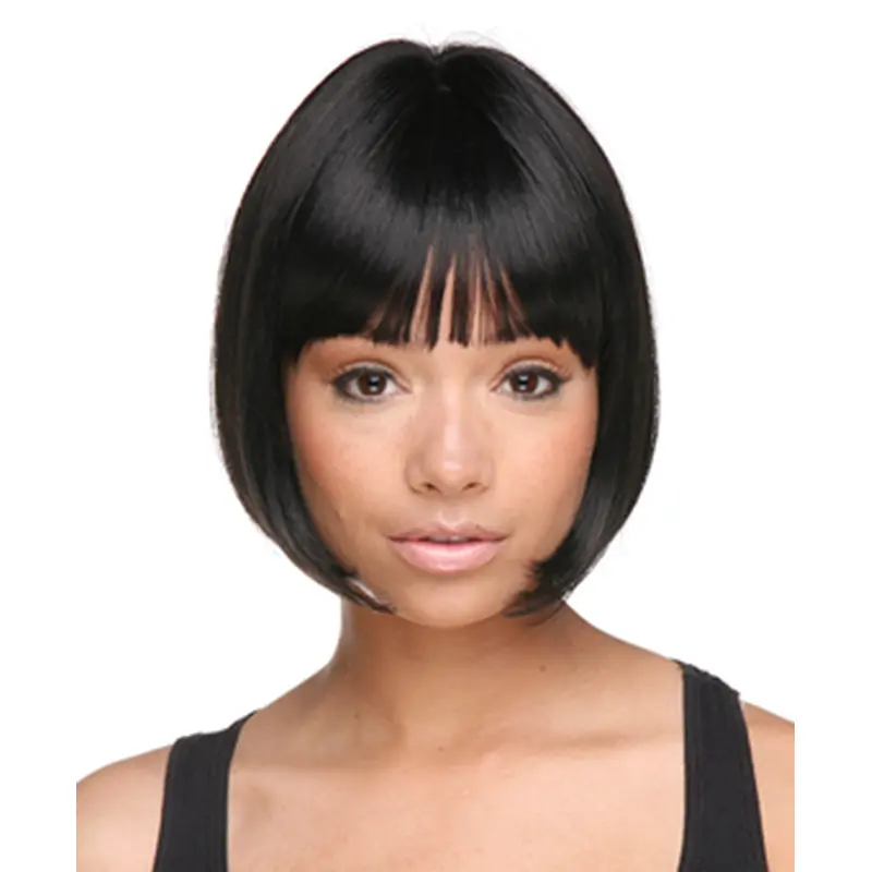 Gentle Black Straight Chin Length African American Wigs