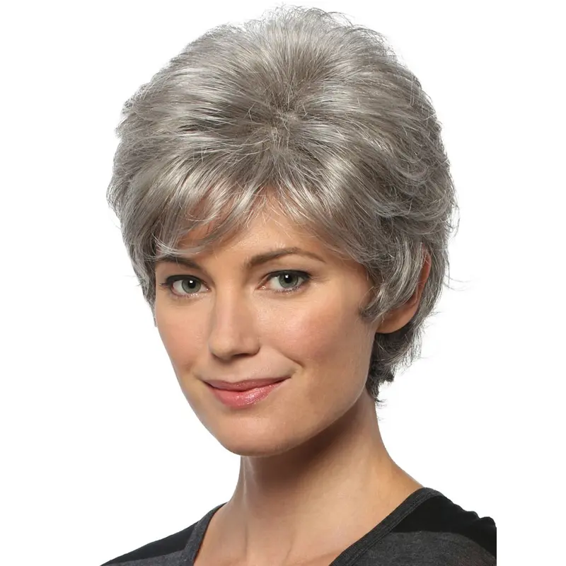 Grey Wavy 8" Capless Short Wigs