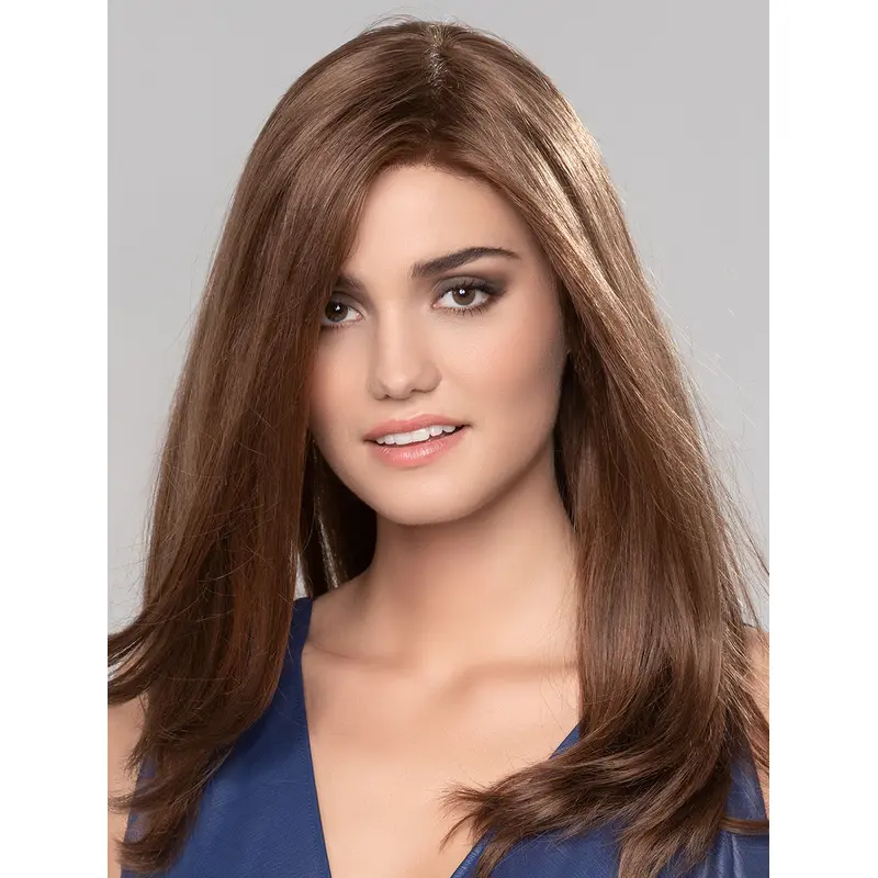 Long Without Bangs Blonde Monofilament 16" Straight Ladies Human Hair Wigs