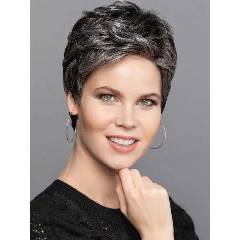 Monofilament Lace Front Wigs Grey 6" Silver Straight Wigs