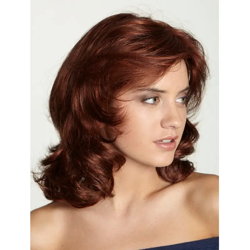 Red Style Curly Synthetic Medium Wigs