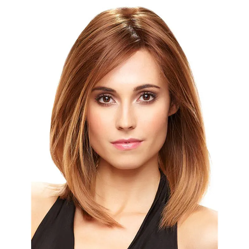 Stylish Monofilament Straight Shoulder Length Wigs For Cancer
