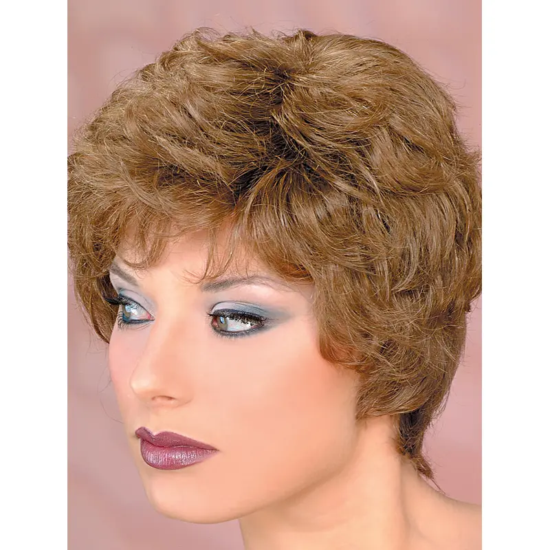 Wavy Monofilament Brown Short Wig For Women Classic Style