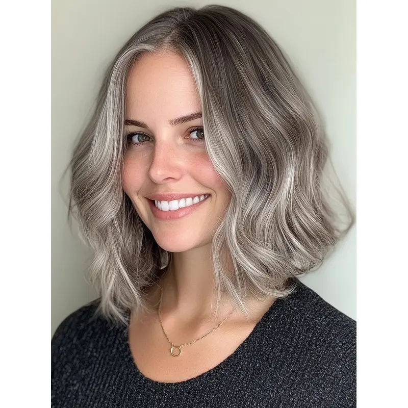 Bob Grey Wigs Monofilament 14" Wavy Synthetic Wigs