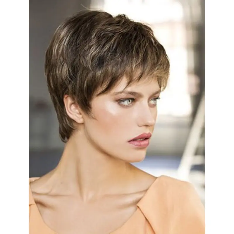 Boycuts Synthetic Brown Straight 6" Monofilament Wig