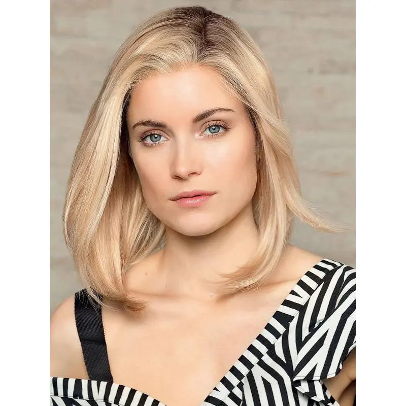 Chin Length Straight Monofilament Bobs Designed Human Hair Wigs