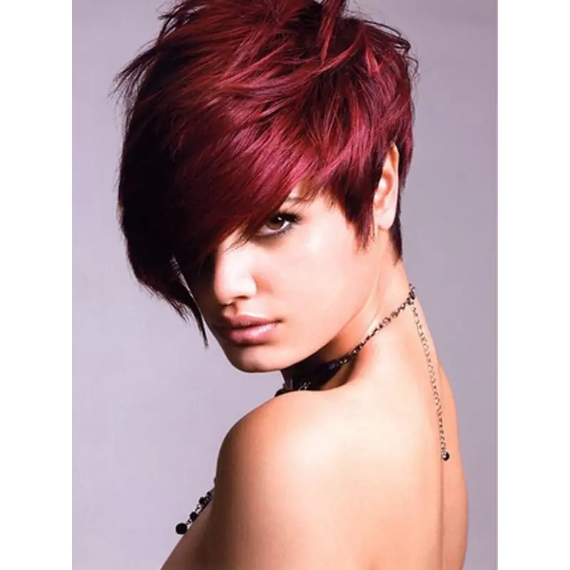 Short Red Straight Lace Front Human Wigs