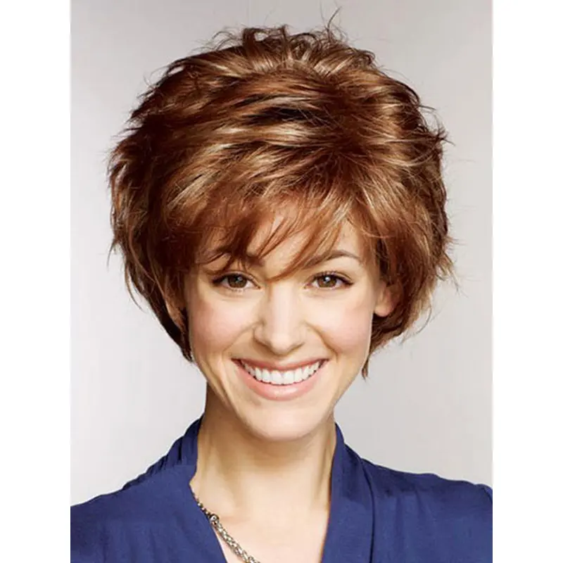 100% Hand-tied Auburn Straight Short Petite Wigs