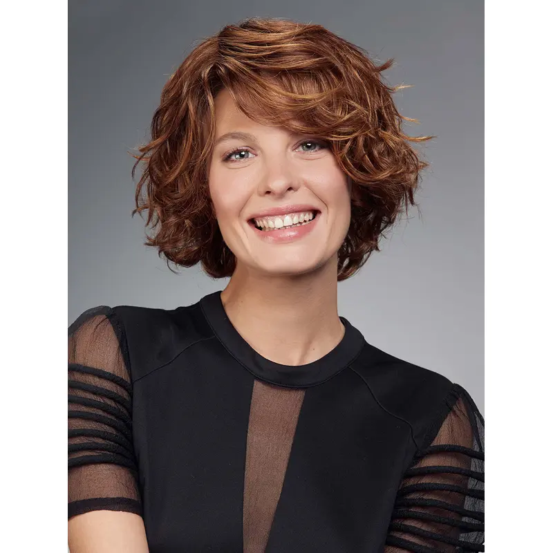 Chin Length Monofilament Auburn Curly Bobs Best Synthetic Wigs