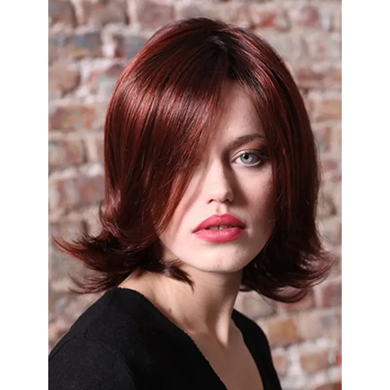 Red Wavy 12" Synthetic Without Bangs Fabulous Monofilament Wigs
