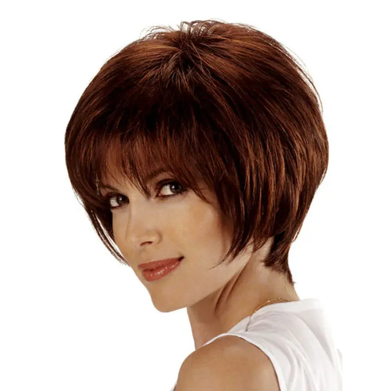 Sleek Auburn Lace Front Chin Length Remy Human Lace Wigs